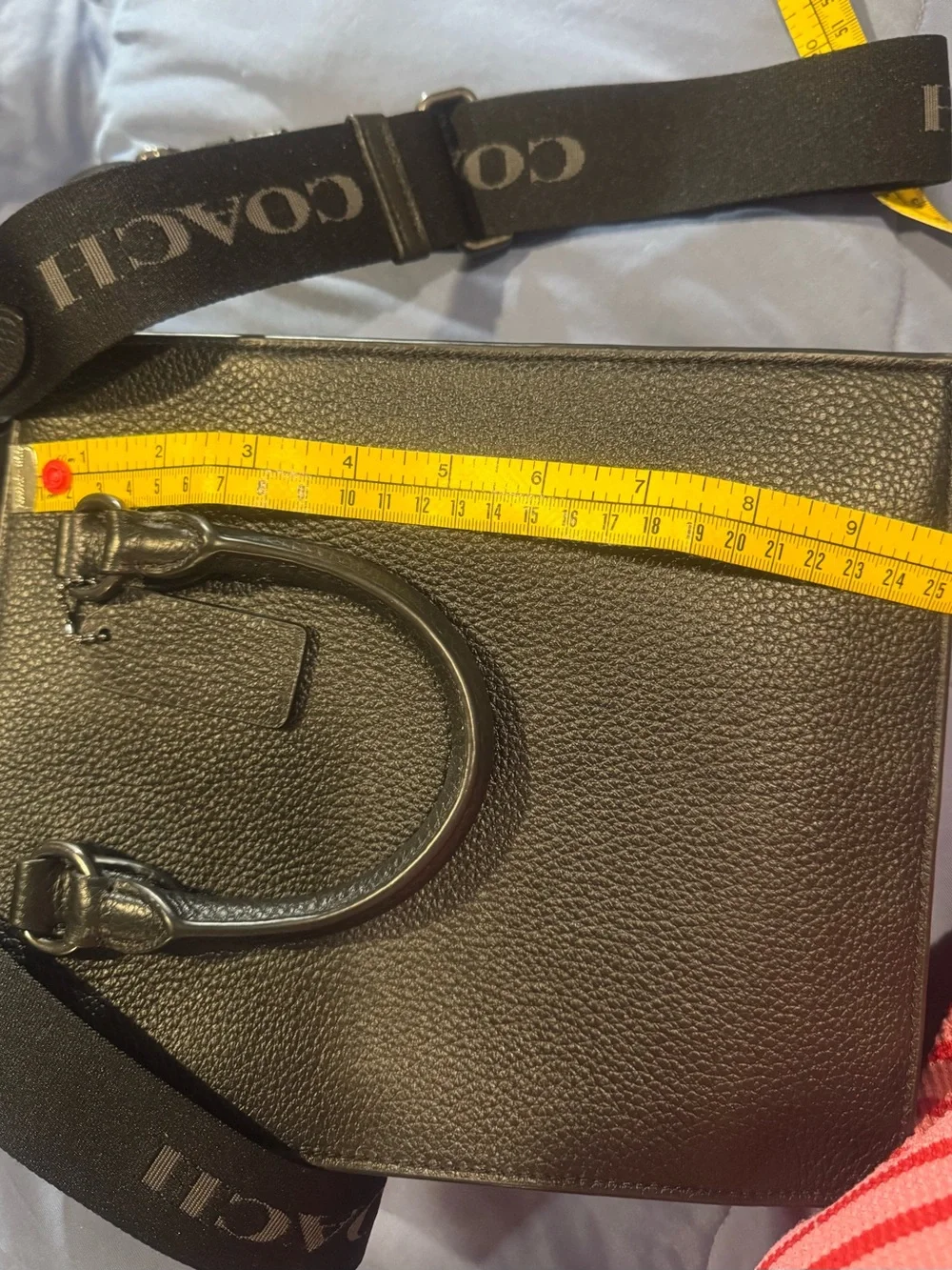 Coach Black Pebbled Leather Messenger Tote with Removable Strap
